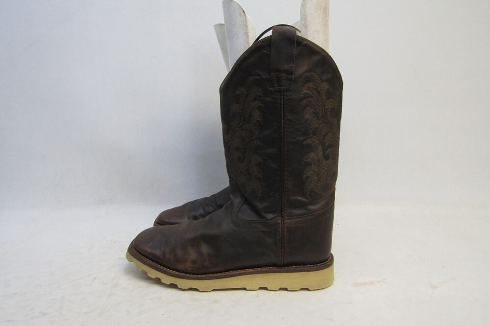 Old West Mens Size 7 D Brown Leather Cowboy Western Boots